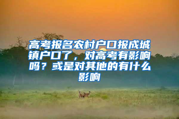 高考报名农村户口报成城镇户口了，对高考有影响吗？或是对其他的有什么影响