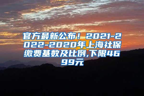 官方最新公布！2021-2022-2020年上海社保缴费基数及比例,下限4699元