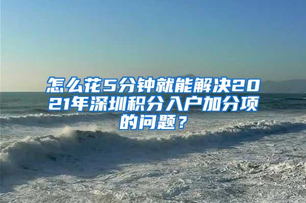 怎么花5分钟就能解决2021年深圳积分入户加分项的问题？