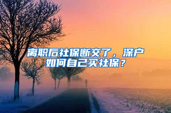 离职后社保断交了，深户如何自己买社保？