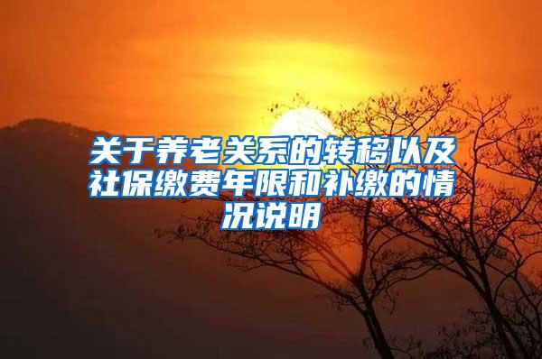关于养老关系的转移以及社保缴费年限和补缴的情况说明