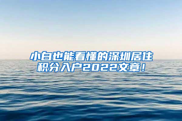 小白也能看懂的深圳居住积分入户2022文章！