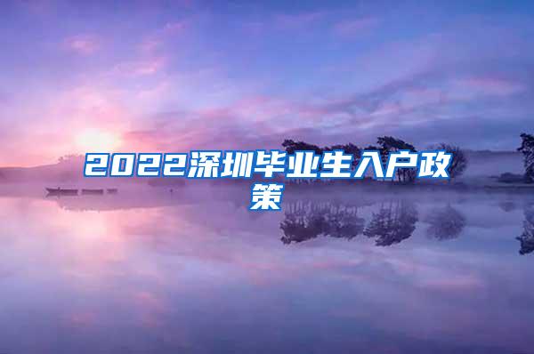 2022深圳毕业生入户政策