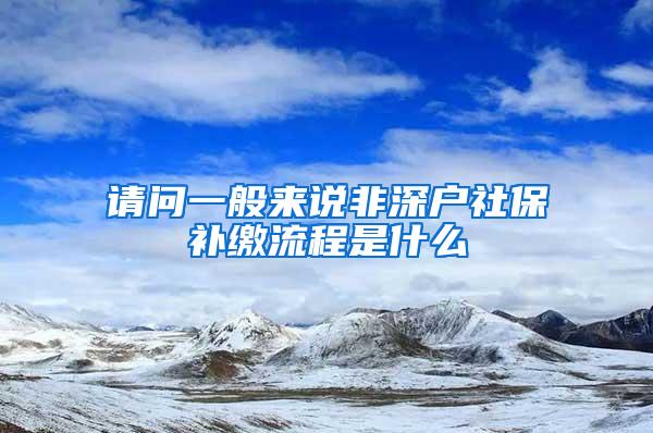 请问一般来说非深户社保补缴流程是什么