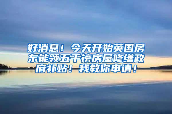 好消息！今天开始英国房东能领五千镑房屋修缮政府补贴！我教你申请！