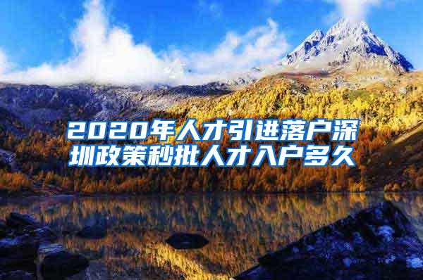 2020年人才引进落户深圳政策秒批人才入户多久