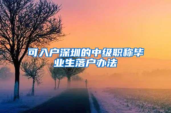 可入户深圳的中级职称毕业生落户办法