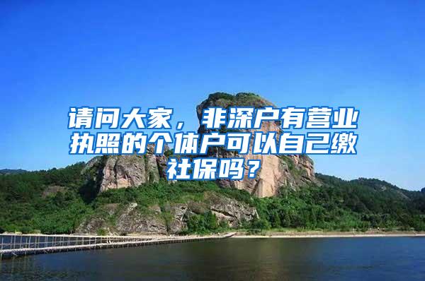 请问大家，非深户有营业执照的个体户可以自己缴社保吗？