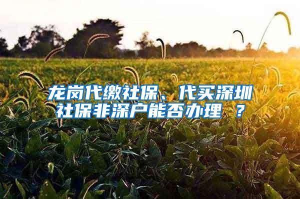 龙岗代缴社保、代买深圳社保非深户能否办理 ？