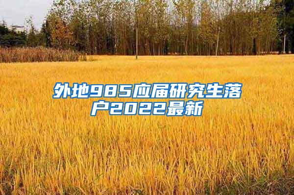 外地985应届研究生落户2022最新