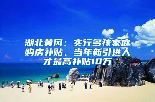 湖北黄冈：实行多孩家庭购房补贴、当年新引进人才最高补贴10万