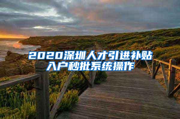 2020深圳人才引进补贴入户秒批系统操作