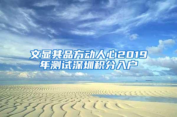 文显其品方动人心2019年测试深圳积分入户