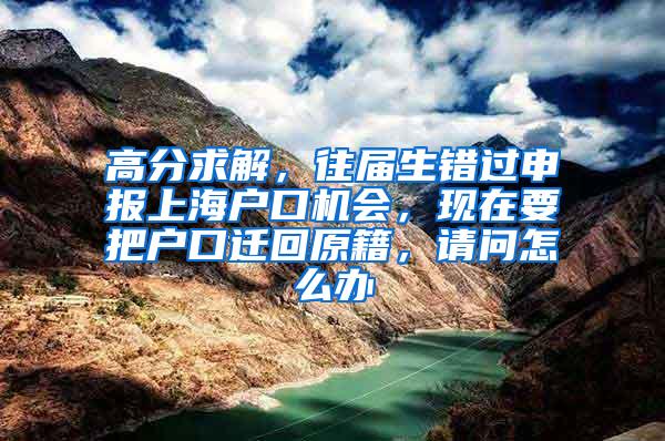 高分求解，往届生错过申报上海户口机会，现在要把户口迁回原籍，请问怎么办