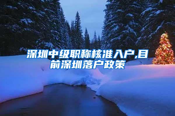 深圳中级职称核准入户,目前深圳落户政策