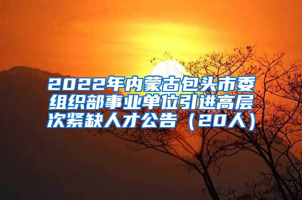 2022年内蒙古包头市委组织部事业单位引进高层次紧缺人才公告（20人）