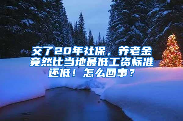 交了20年社保，养老金竟然比当地最低工资标准还低！怎么回事？