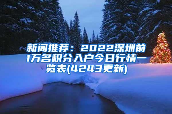 新闻推荐：2022深圳前1万名积分入户今日行情一览表(4243更新)