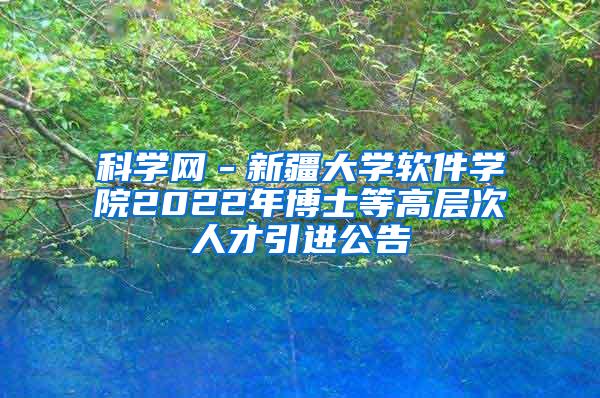 科学网－新疆大学软件学院2022年博士等高层次人才引进公告