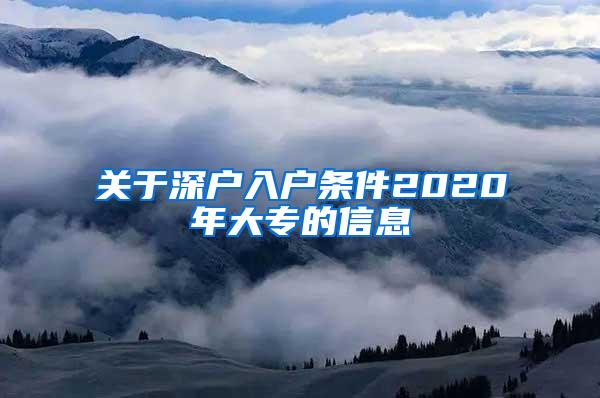 关于深户入户条件2020年大专的信息