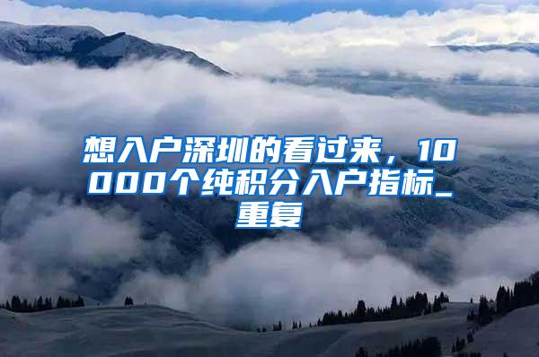 想入户深圳的看过来，10000个纯积分入户指标_重复
