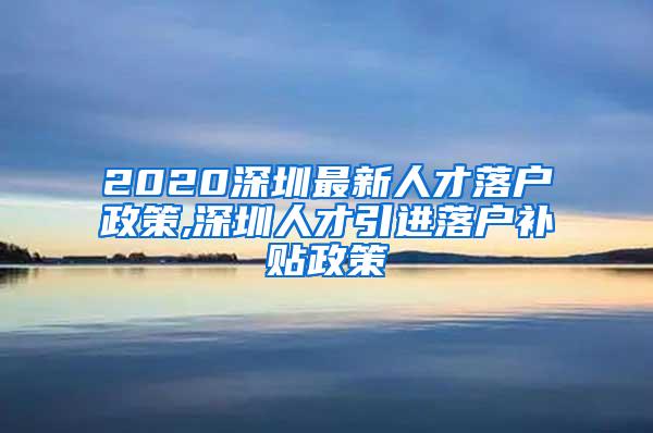 2020深圳最新人才落户政策,深圳人才引进落户补贴政策