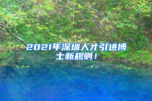 2021年深圳人才引进博士新规则！