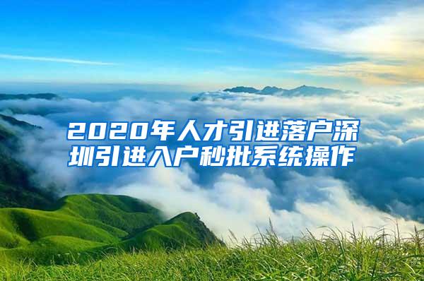 2020年人才引进落户深圳引进入户秒批系统操作