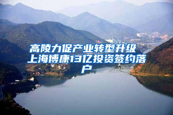 高陵力促产业转型升级 上海博康13亿投资签约落户