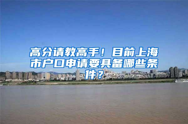 高分请教高手！目前上海市户口申请要具备哪些条件？