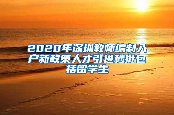 2020年深圳教师编制入户新政策人才引进秒批包括留学生