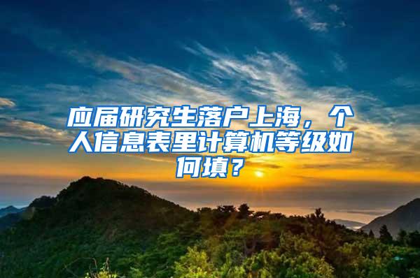 应届研究生落户上海，个人信息表里计算机等级如何填？