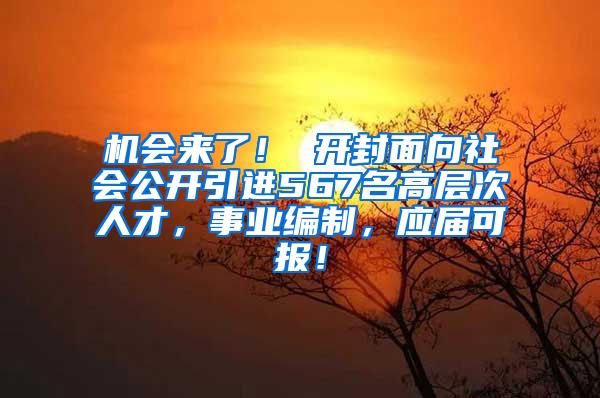 机会来了！ 开封面向社会公开引进567名高层次人才，事业编制，应届可报！