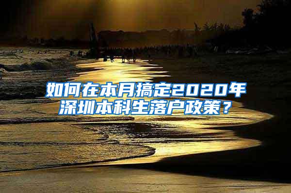 如何在本月搞定2020年深圳本科生落户政策？