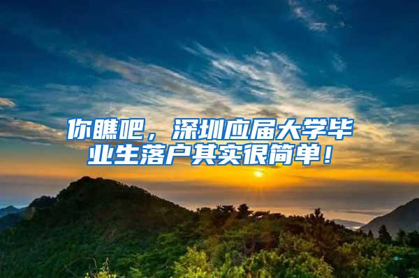 你瞧吧，深圳应届大学毕业生落户其实很简单！