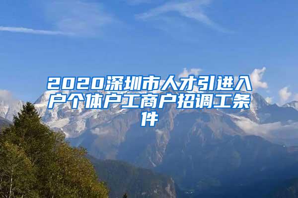 2020深圳市人才引进入户个体户工商户招调工条件
