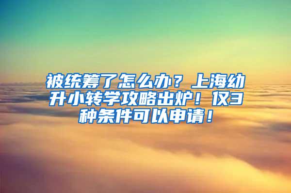 被统筹了怎么办？上海幼升小转学攻略出炉！仅3种条件可以申请！