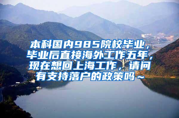 本科国内985院校毕业，毕业后直接海外工作五年，现在想回上海工作，请问有支持落户的政策吗～