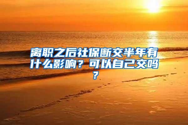 离职之后社保断交半年有什么影响？可以自己交吗？