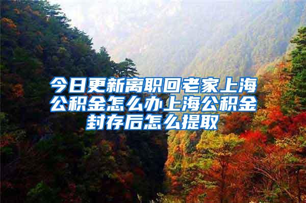 今日更新离职回老家上海公积金怎么办上海公积金封存后怎么提取