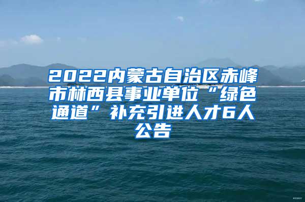 2022内蒙古自治区赤峰市林西县事业单位“绿色通道”补充引进人才6人公告