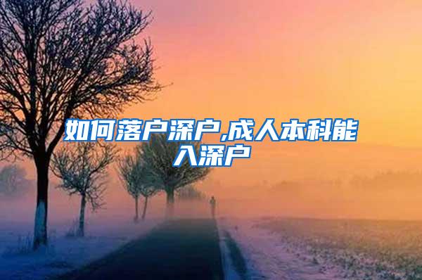 如何落户深户,成人本科能入深户