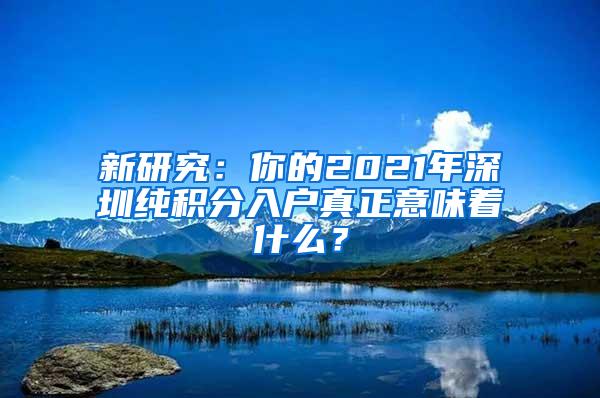 新研究：你的2021年深圳纯积分入户真正意味着什么？
