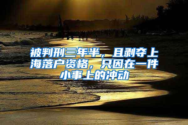 被判刑三年半，且剥夺上海落户资格，只因在一件小事上的冲动