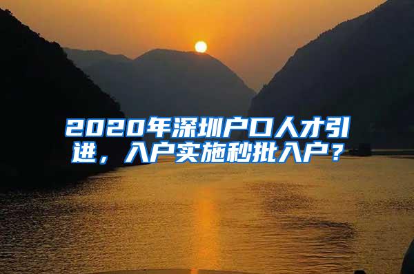 2020年深圳户口人才引进，入户实施秒批入户？