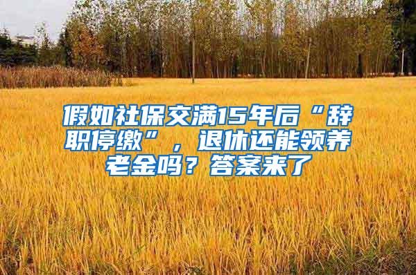 假如社保交满15年后“辞职停缴”，退休还能领养老金吗？答案来了