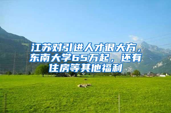 江苏对引进人才很大方，东南大学65万起，还有住房等其他福利