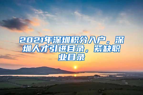 2021年深圳积分入户，深圳人才引进目录，紧缺职业目录