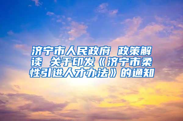 济宁市人民政府 政策解读 关于印发《济宁市柔性引进人才办法》的通知