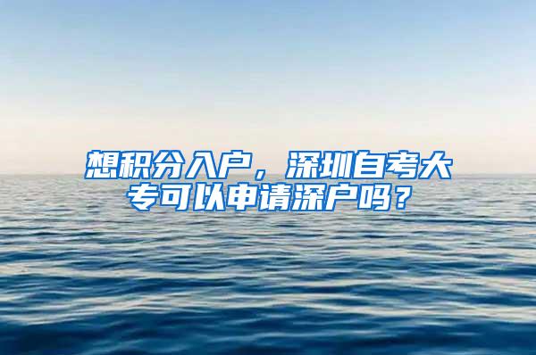 想积分入户，深圳自考大专可以申请深户吗？